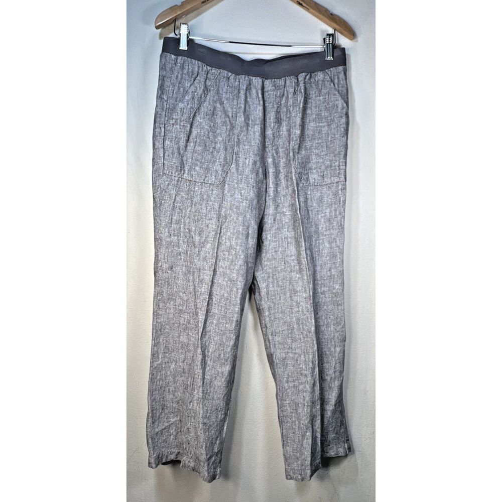 Coldwater Creek petite 12 Pull On Pants Elastic Waist Gray mid rise 12P linen